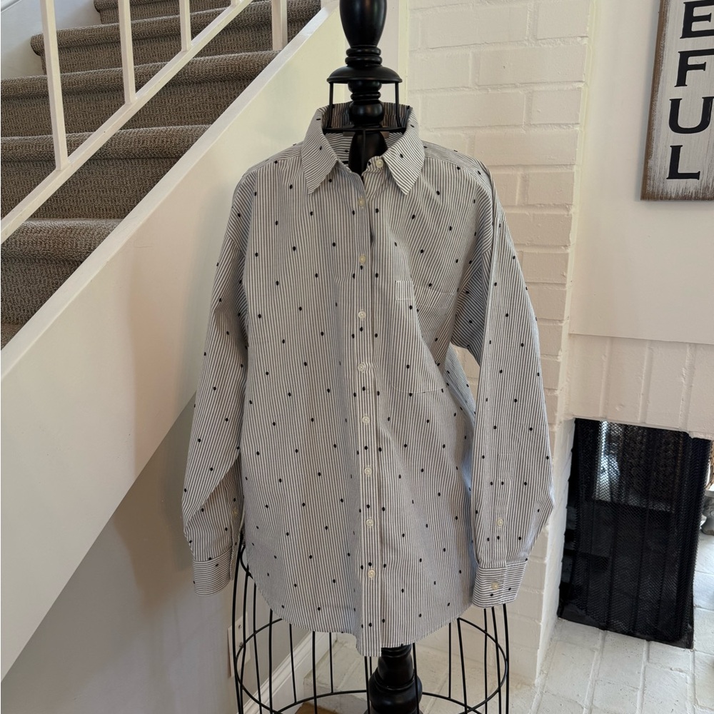 LOFT Striped Black and White Shirt